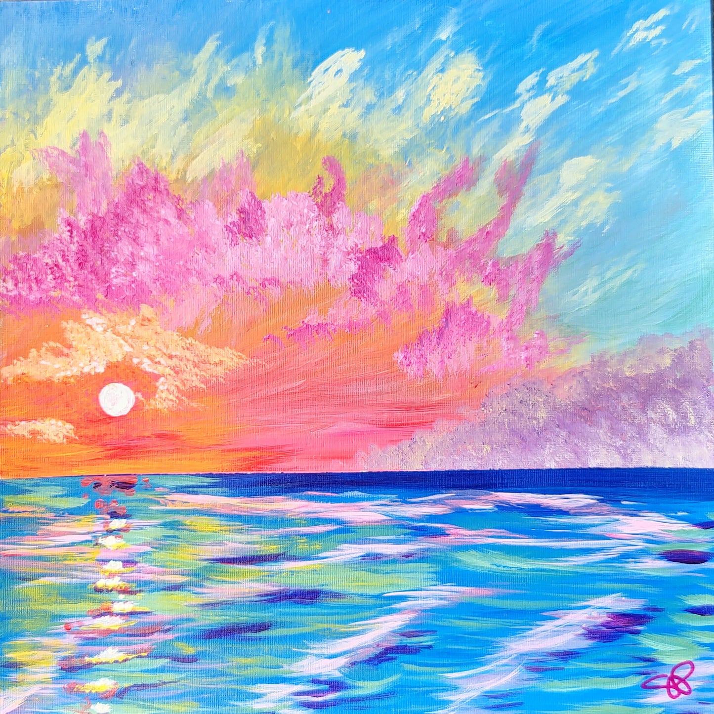 Pastel Sunset - 12 x 12 acrylic painting