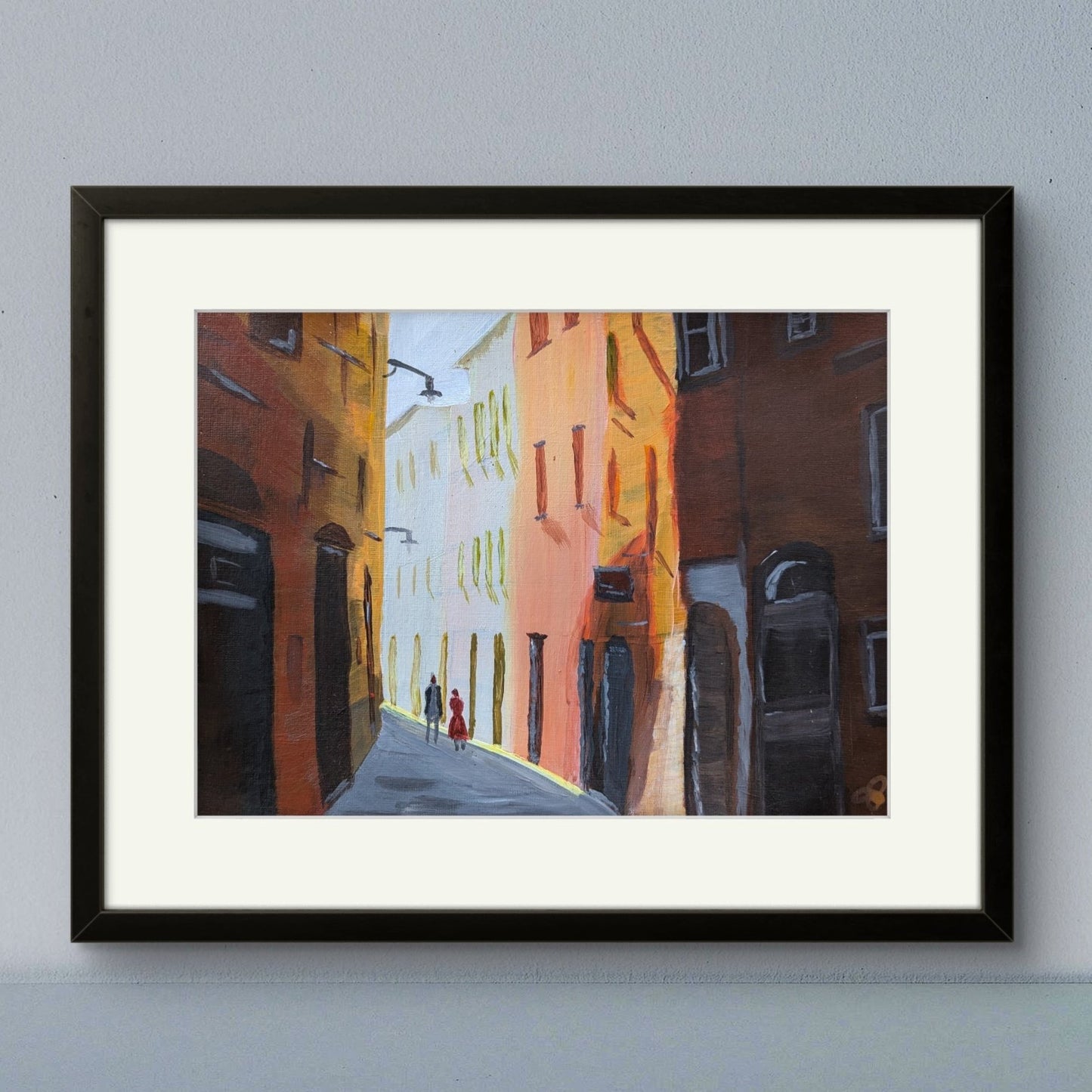 Stroll down an Italian Street - 9 x 12 in acrylic painting