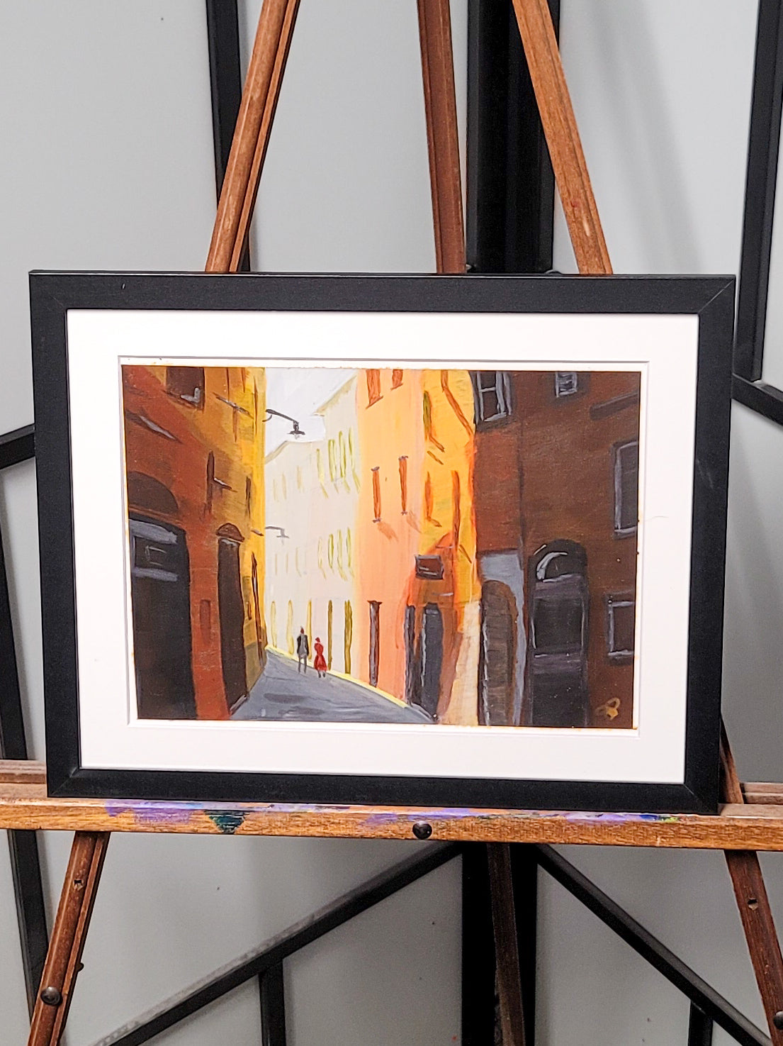 Stroll down an Italian Street - 9 x 12 in acrylic painting