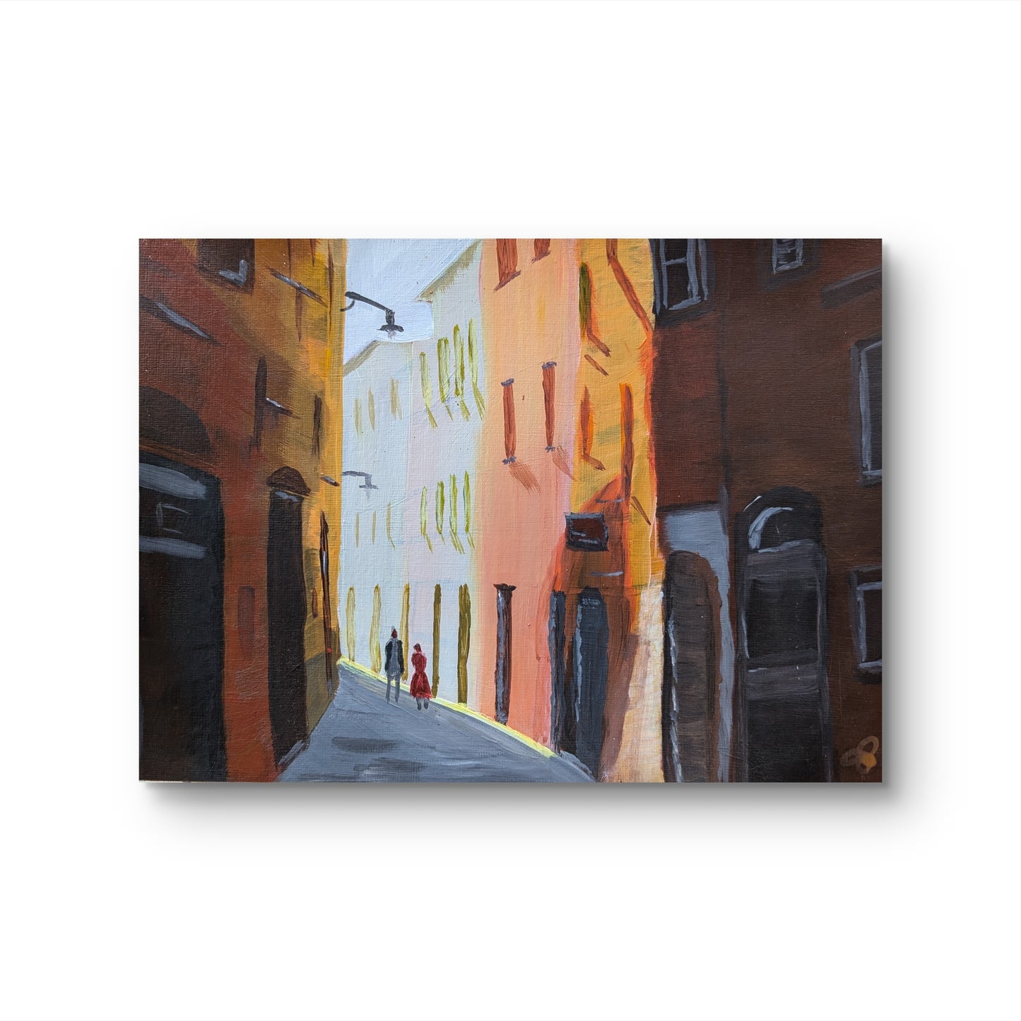 Stroll down an Italian Street - 9 x 12 in acrylic painting