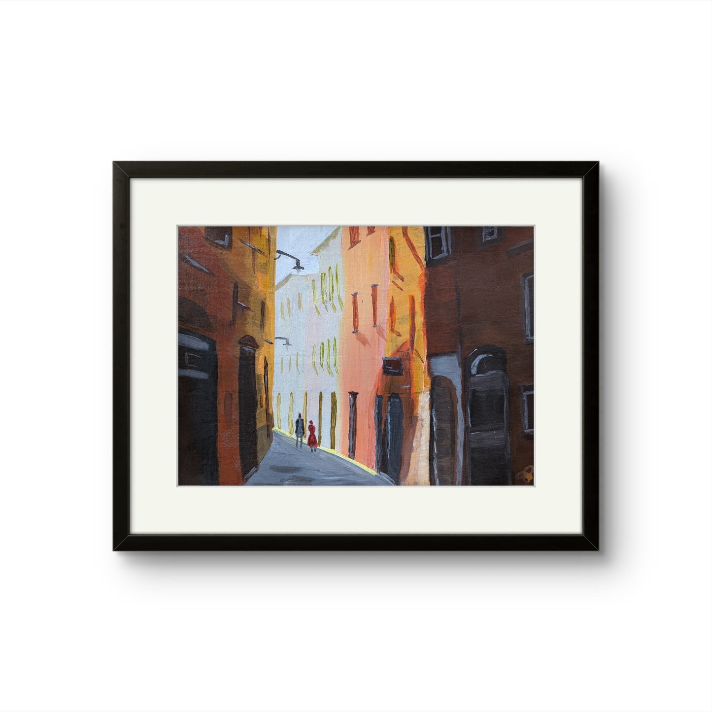 Stroll down an Italian Street - 9 x 12 in acrylic painting